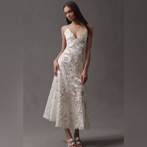 Liv Foster White Beaded Floral Lace Reese Maxi Dress Sz. 2 NWT